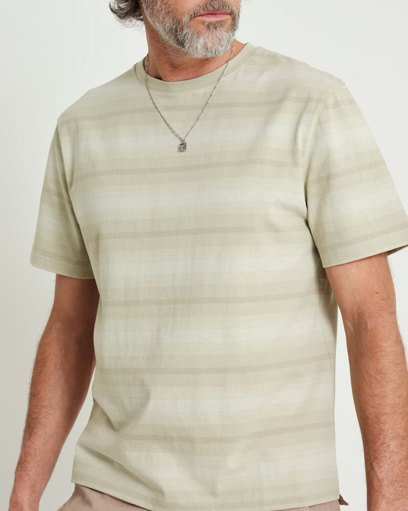 Dean T Shirt Sage Ombre Stripe