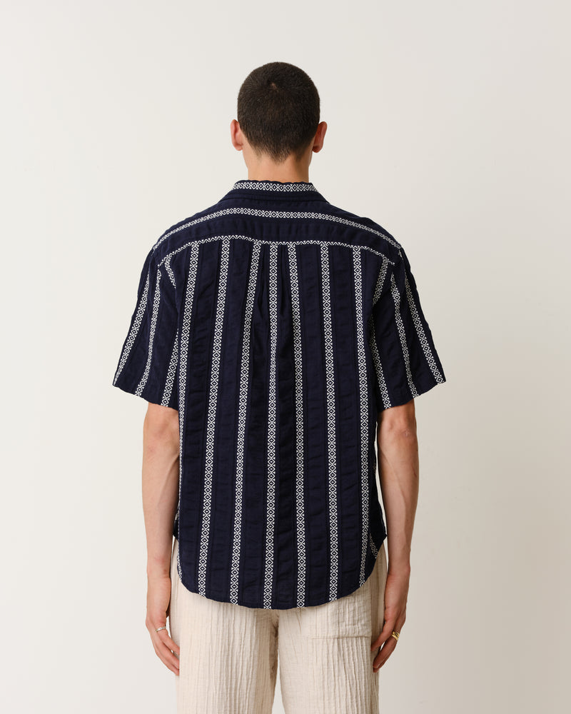 Didcot Shirt Navy Leno Stripe