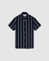 Didcot Shirt Navy Leno Stripe