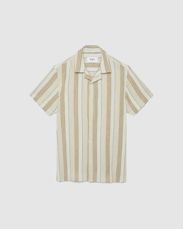 Didcot Shirt Navy/Mustard Crinkle Stripe