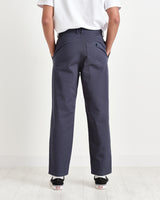 Pleat Trousers Navy Cotton Twill
