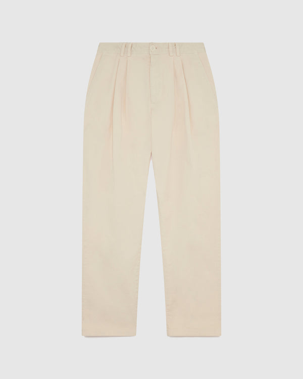 Pleat Trousers Sand Cotton Twill