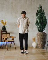 Didcot Shirt Navy/Mustard Crinkle Stripe