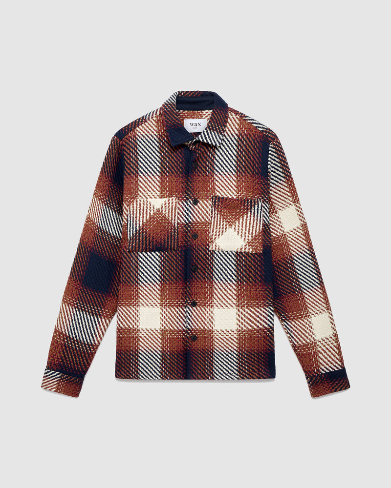 Whiting Overshirt Navy/Red Ombre Check
