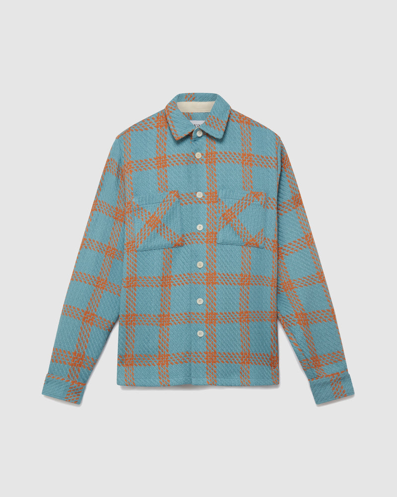 Whiting Overshirt Teal/Orange Grid Check